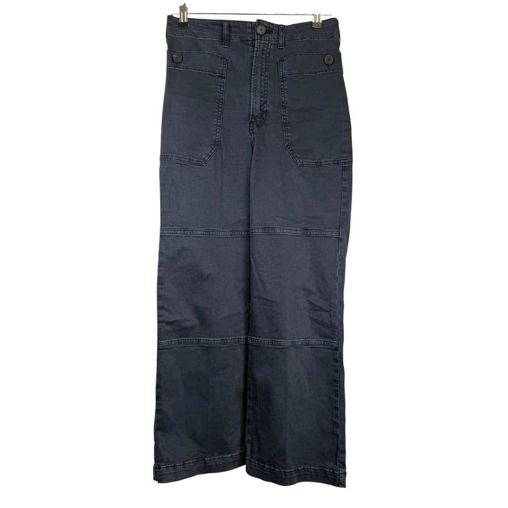 Frame High Rise Utility Wide Leg Paneled Pants Charcoal Grey 27